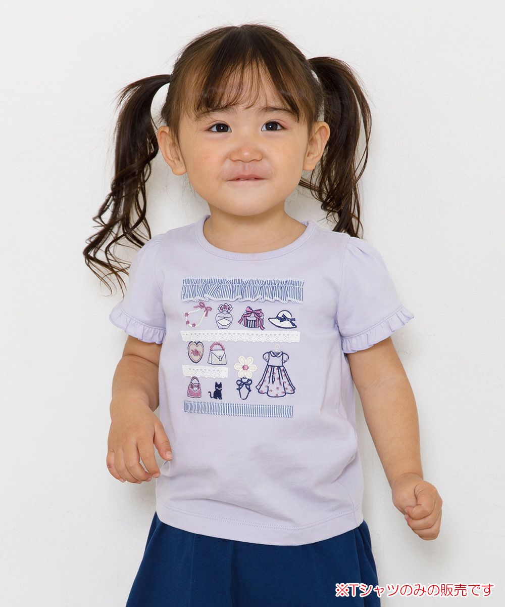 Baby size 100% cotton boutique embroidery T-shirt Purple model image 1