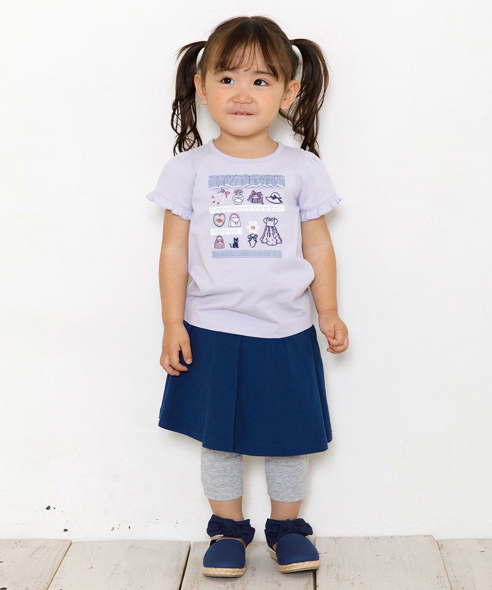 Baby size 100% cotton boutique embroidery T-shirt Purple model image 2