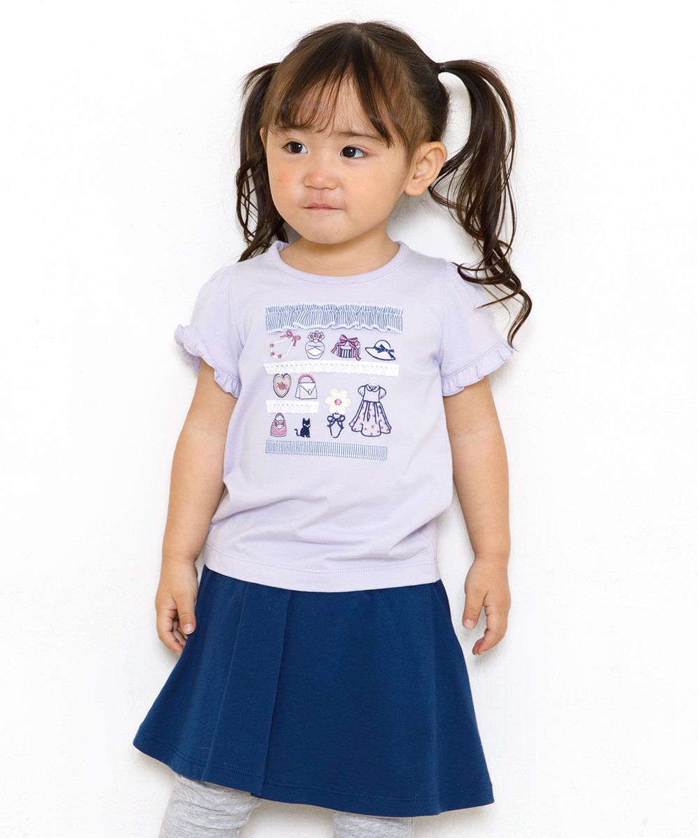 Baby size 100% cotton boutique embroidery T-shirt Purple model image 3