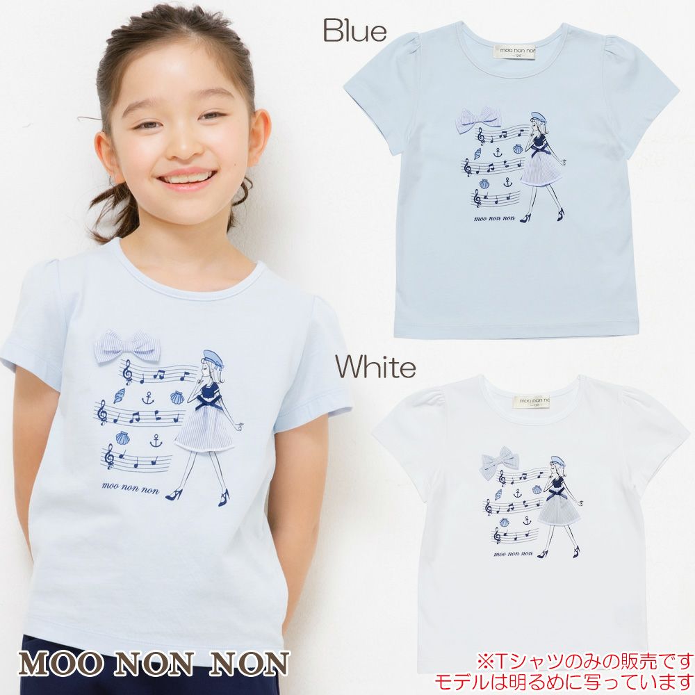 100 % cotton musical notes and girl print T -shirt  MainImage