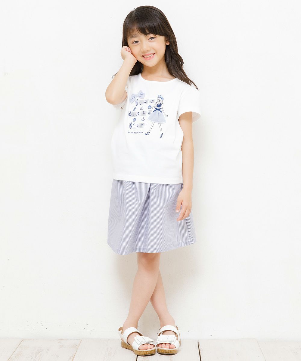 100 % cotton musical notes and girl print T -shirt Off White model image 2