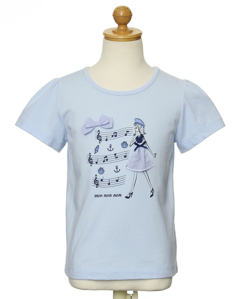 100 % cotton musical notes and girl print T -shirt Blue torso