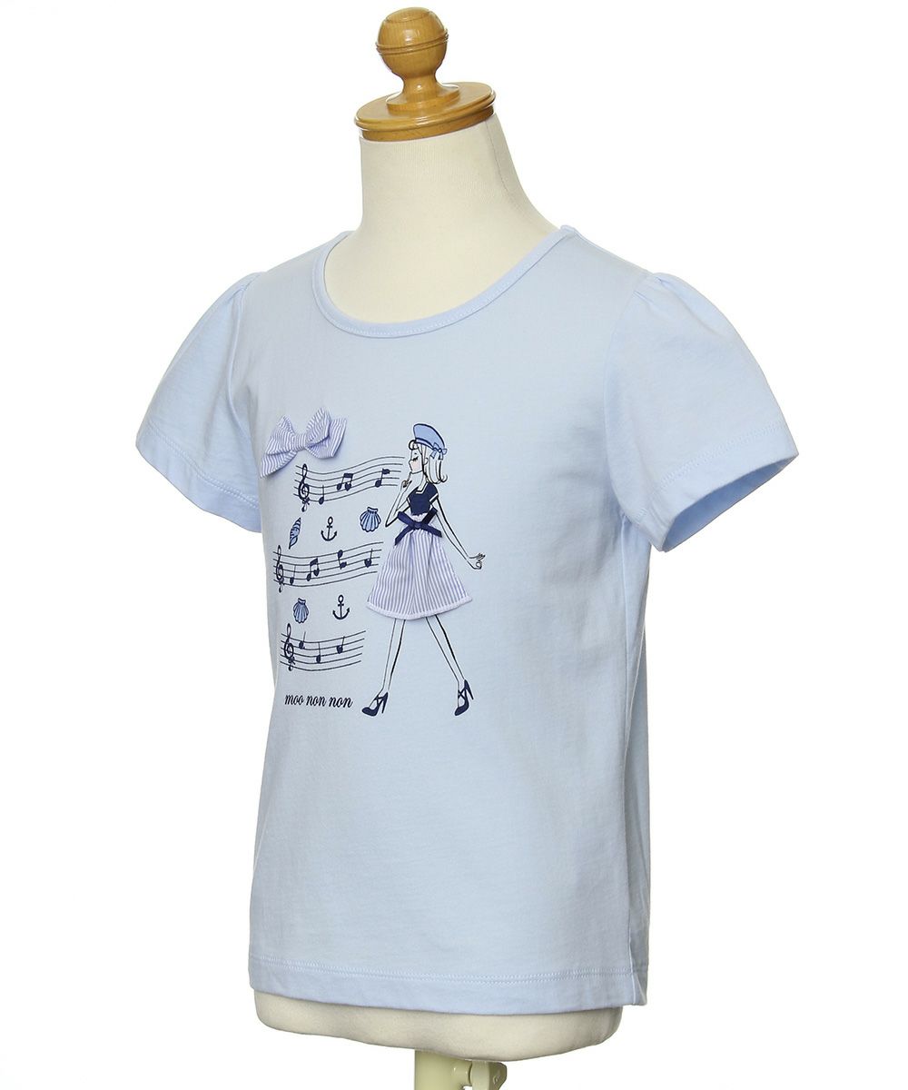 100 % cotton musical notes and girl print T -shirt Blue torso