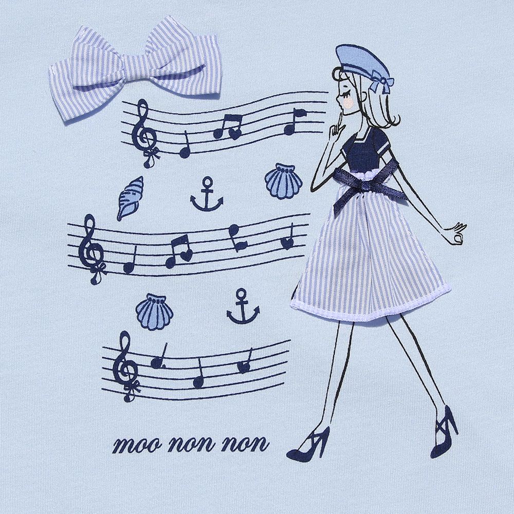 100 % cotton musical notes and girl print T -shirt Blue Design point 1