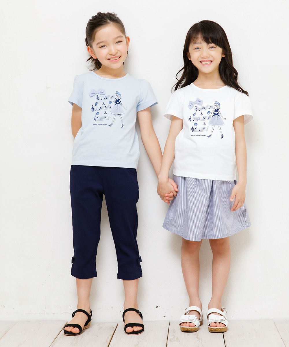 100 % cotton musical notes and girl print T -shirt Blue model image 4