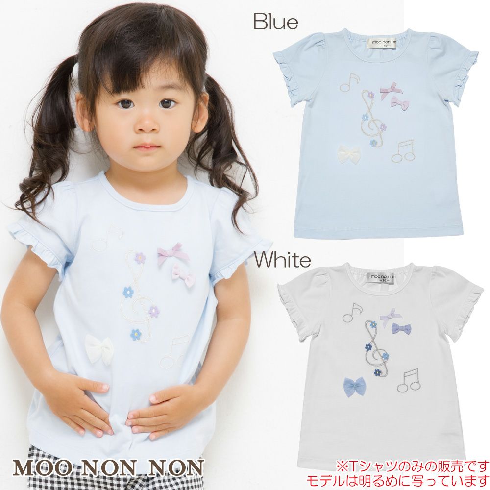 Baby size 100 % cotton note & ribbon motif T -shirt  MainImage