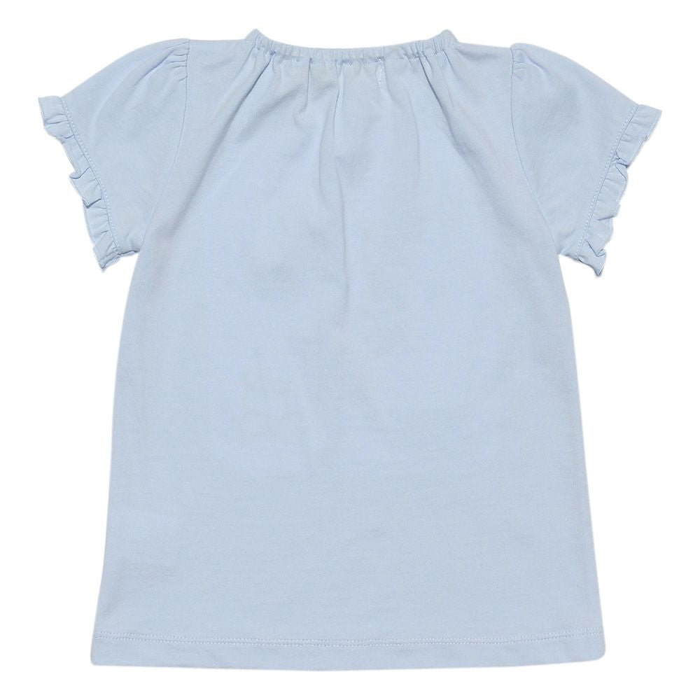 Baby size 100 % cotton note & ribbon motif T -shirt Blue back