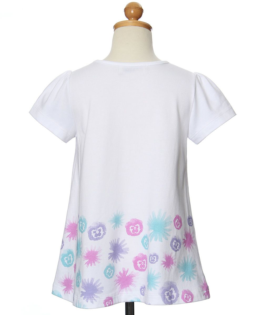 Children's clothing girl 100 % cotton flower print A line T -shirt off -white (11) Torso