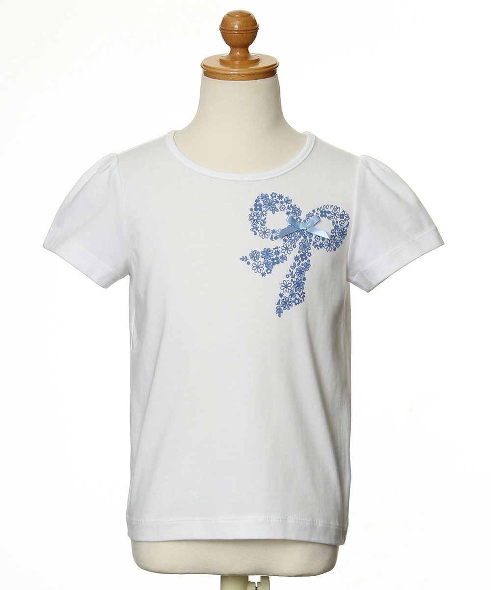 100 % cotton flower pattern ribbon print T -shirt Off White torso