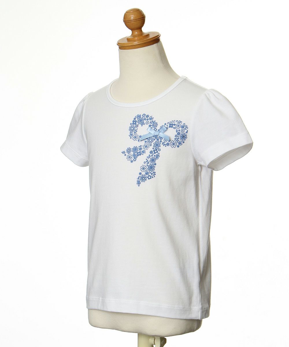 100 % cotton flower pattern ribbon print T -shirt Off White torso