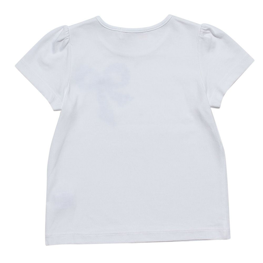 100 % cotton flower pattern ribbon print T -shirt Off White back
