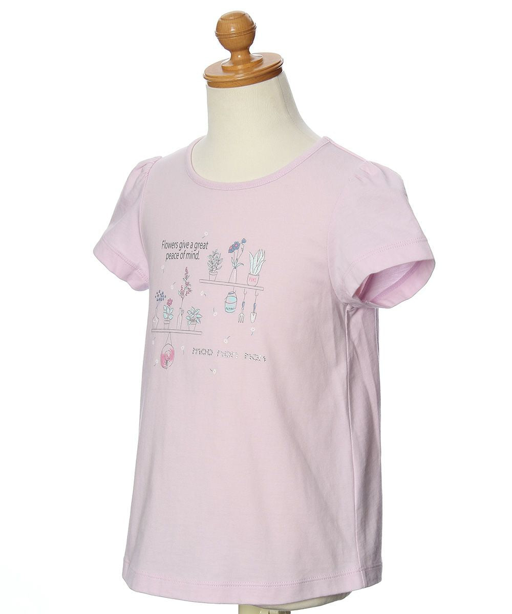 100 % cotton flower print T-shirt with back ribbon Pink torso