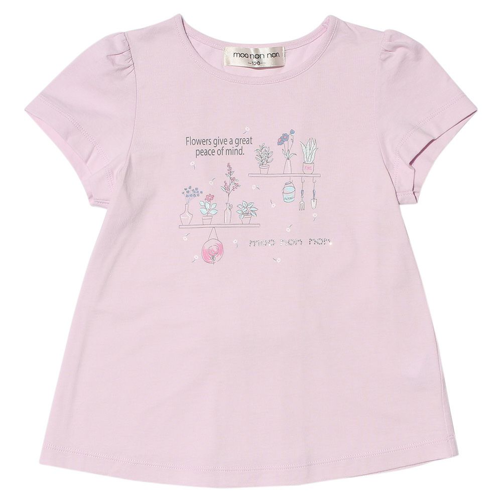 100 % cotton flower print T-shirt with back ribbon Pink front