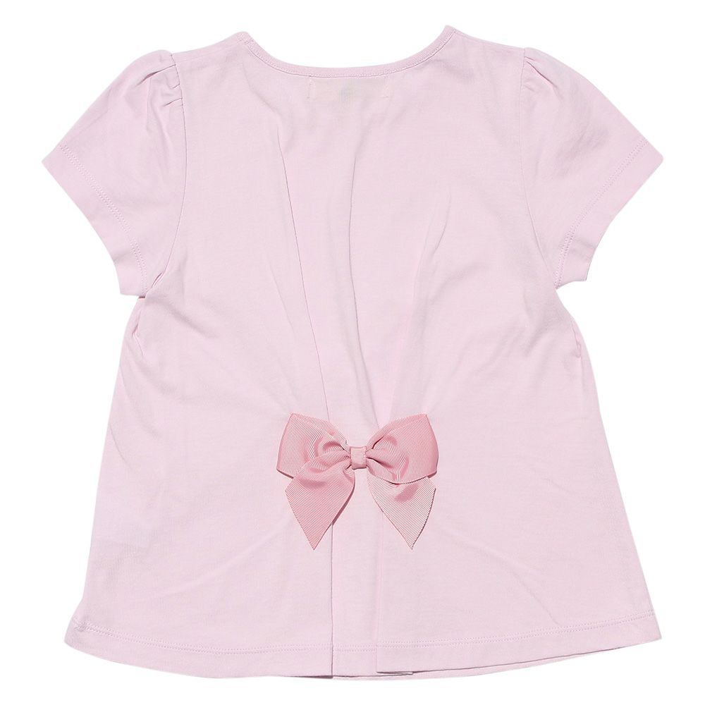 100 % cotton flower print T-shirt with back ribbon Pink back