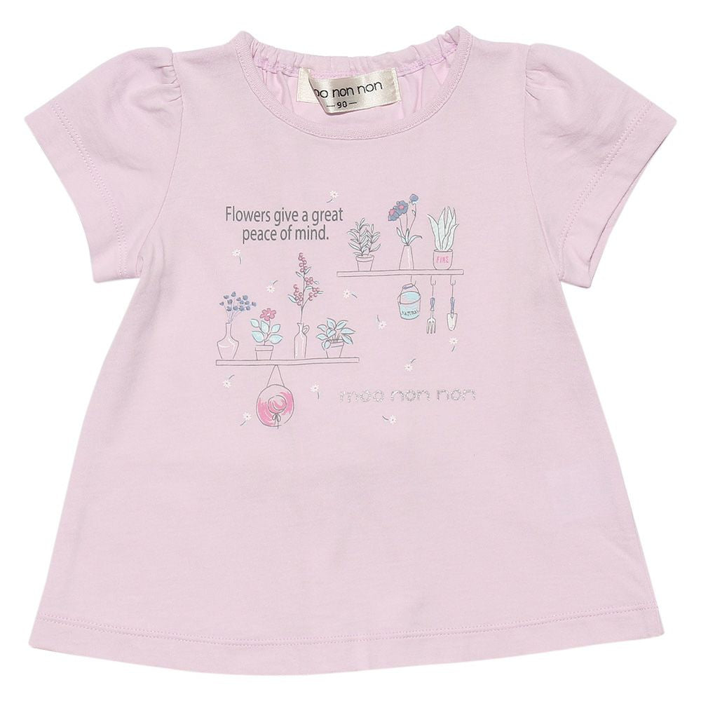 Baby size 100 % cotton flower print T-shirt with back ribbon Pink front