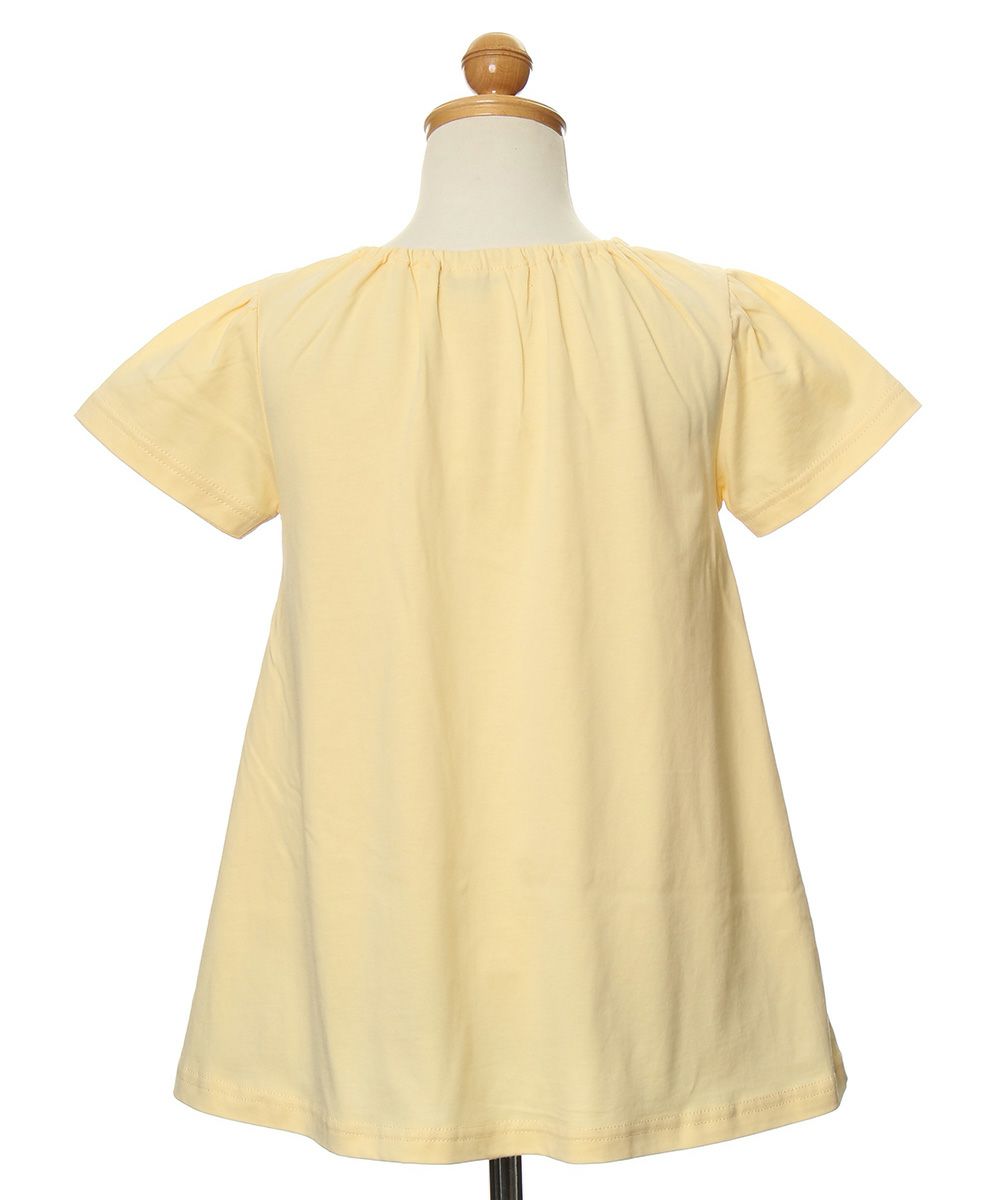 100 % cotton switching floral T-shirt with ribbon Yellow torso