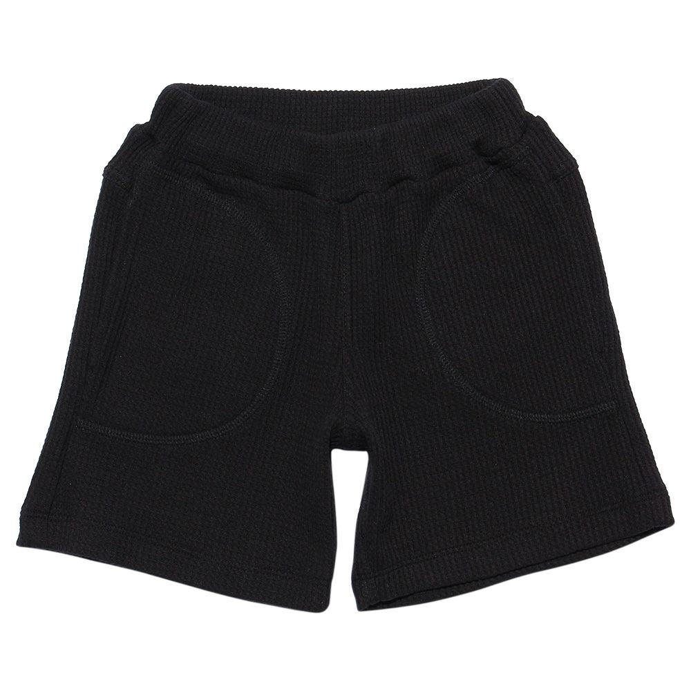 Baby size waffle material shorts Black front
