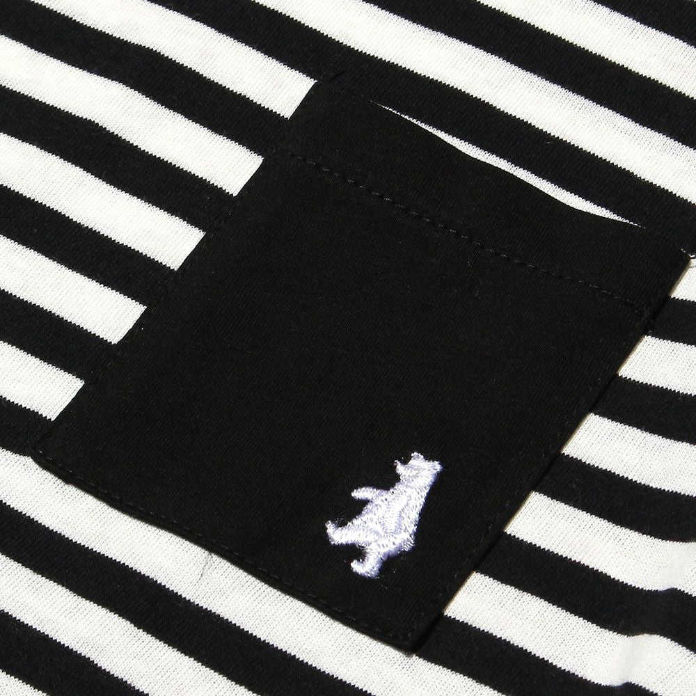 100 % cotton border pattern bear embroidery T -shirt Black Design point 1