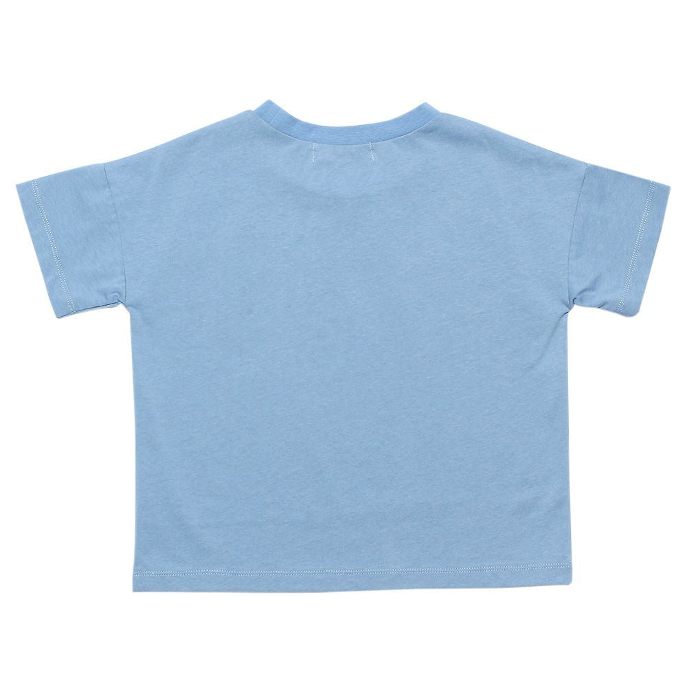 Children's clothing boy 100 % cotton logo print big silhouette T -shirt blue (61) back