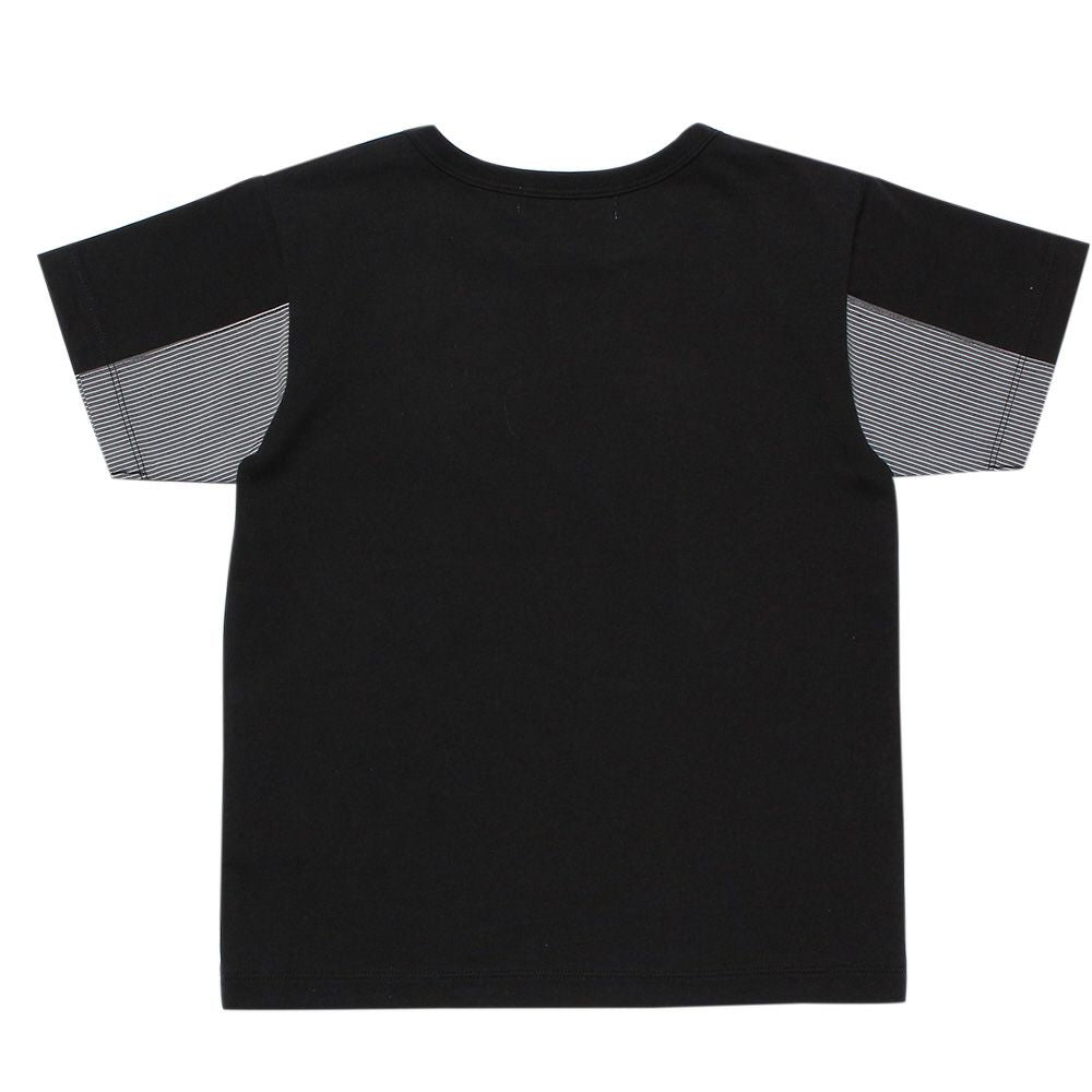 Logo Print Stripe Sleeve Sleeve T -shirt Misty Gray back