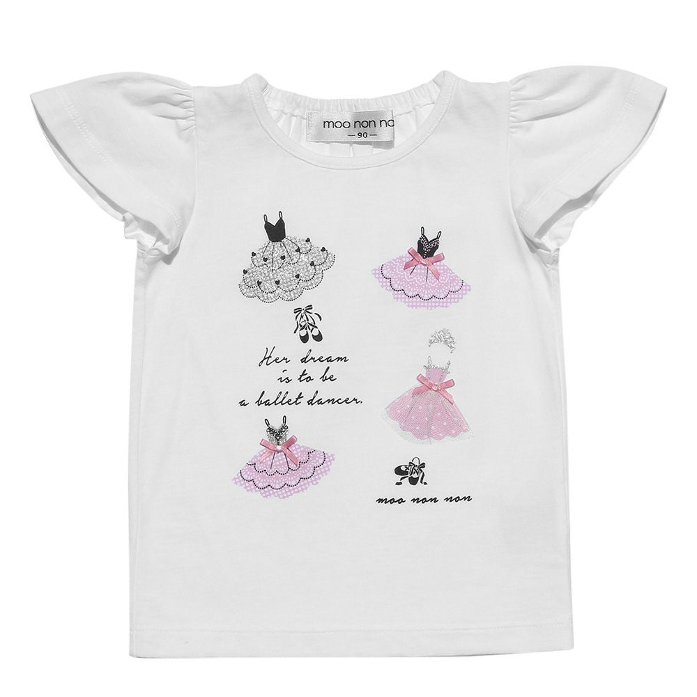 Baby size 100 % cotton ballet print T-shirt Off White front