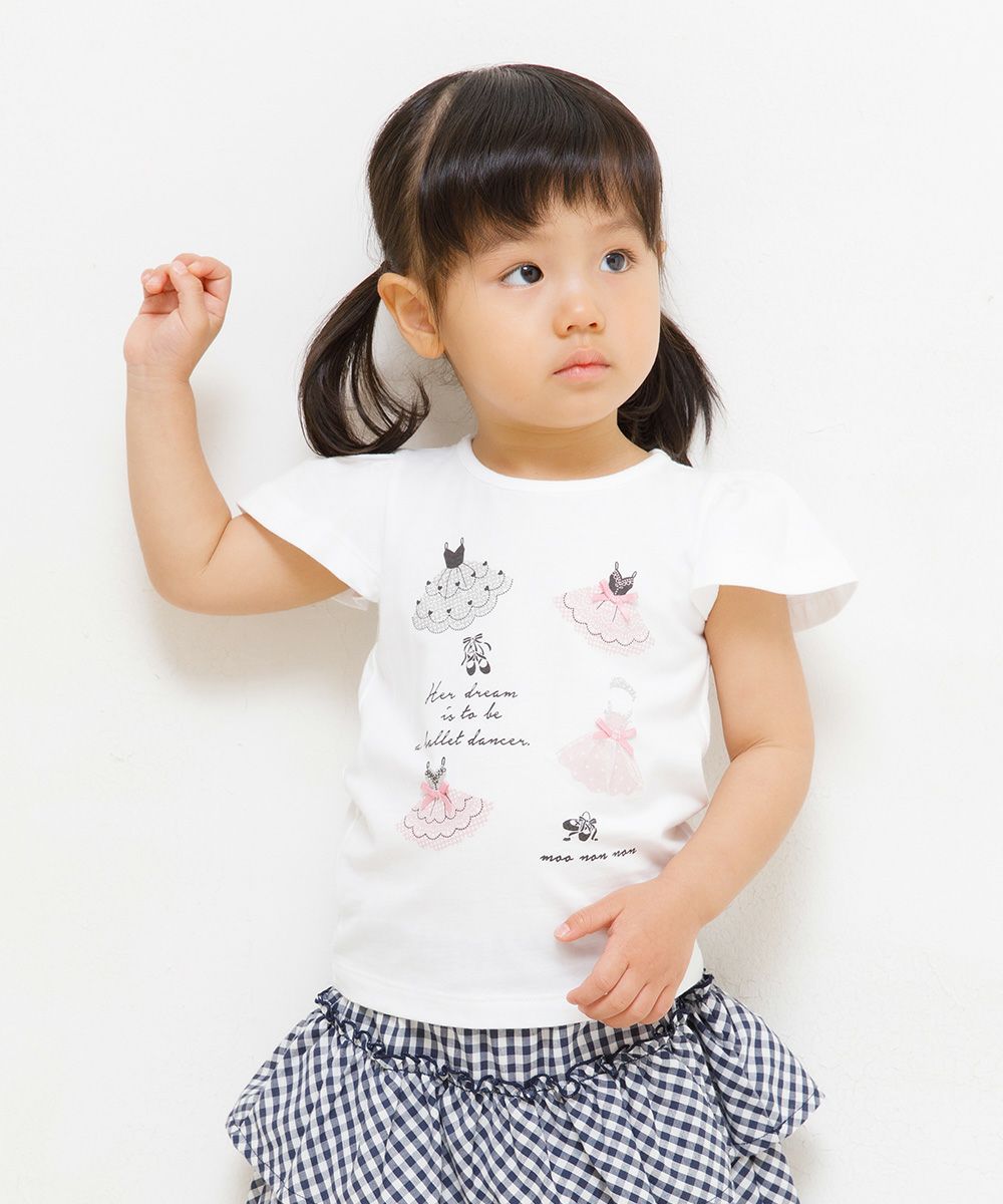 Baby size 100 % cotton ballet print T-shirt Off White model image 2