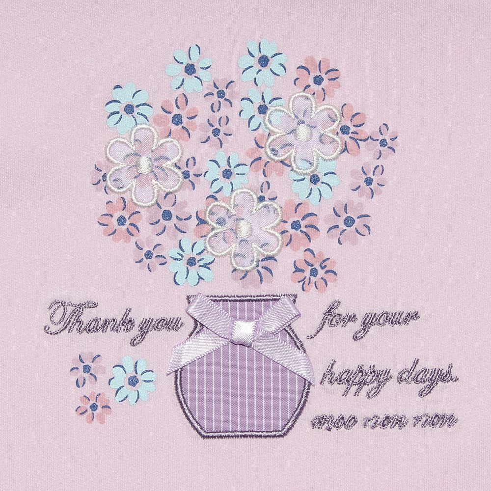 100 % cotton flower vase print T -shirt Pink Design point 1