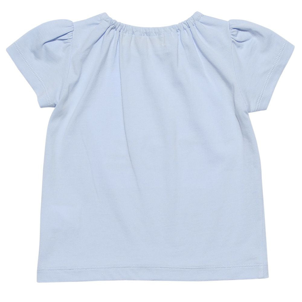 Baby size 100 % cotton flower vase print T -shirt Blue back
