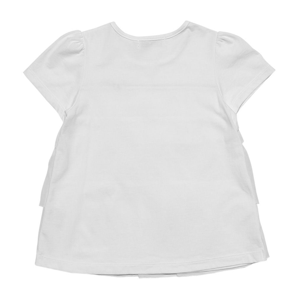 3 layer chiffon frilled T -shirt with ribbon Off White back