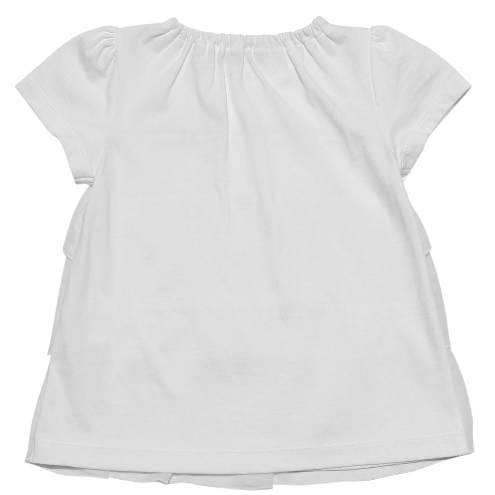 Baby size 3 layer chiffon frilled T -shirt with ribbon Off White back