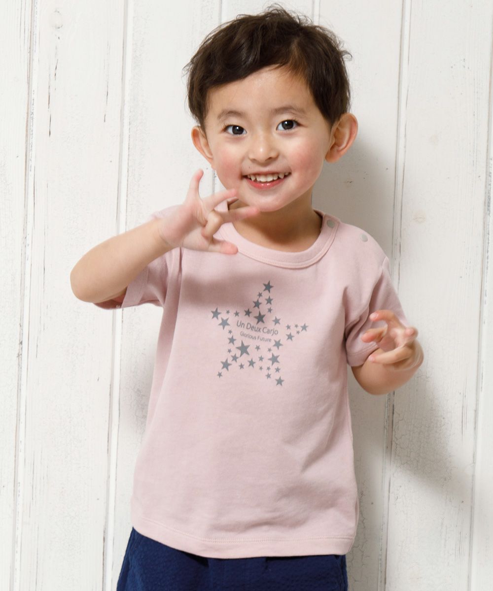 Baby Clothes Girls Boys Men and Women Cotton 100 % Cotton Print T -shirt Pink (02) Model image Up