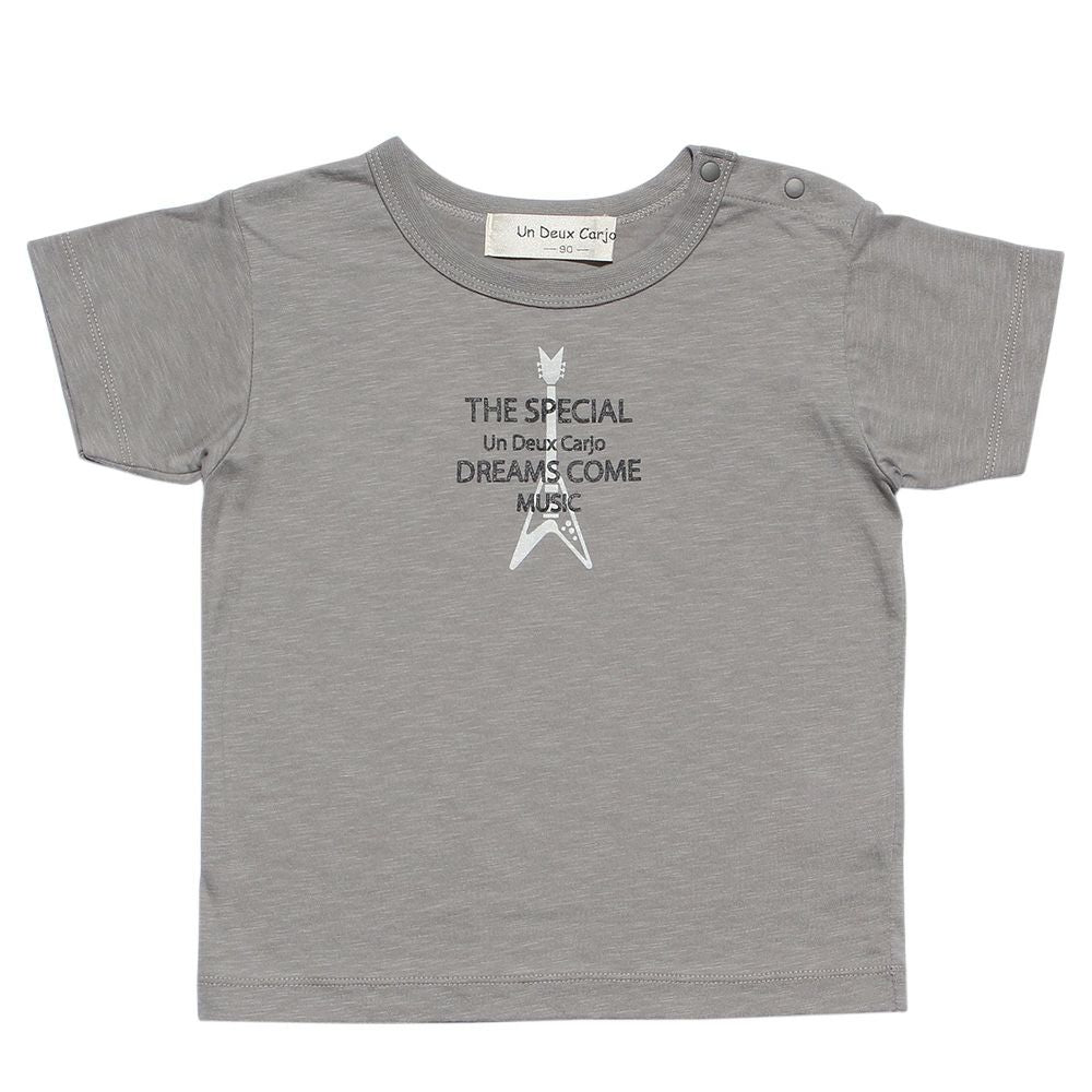 Baby Clothes Boy Baby Baby Size 100 % Cotton Guitar Print Musical Instrument Series T -shirt Gray (09) front