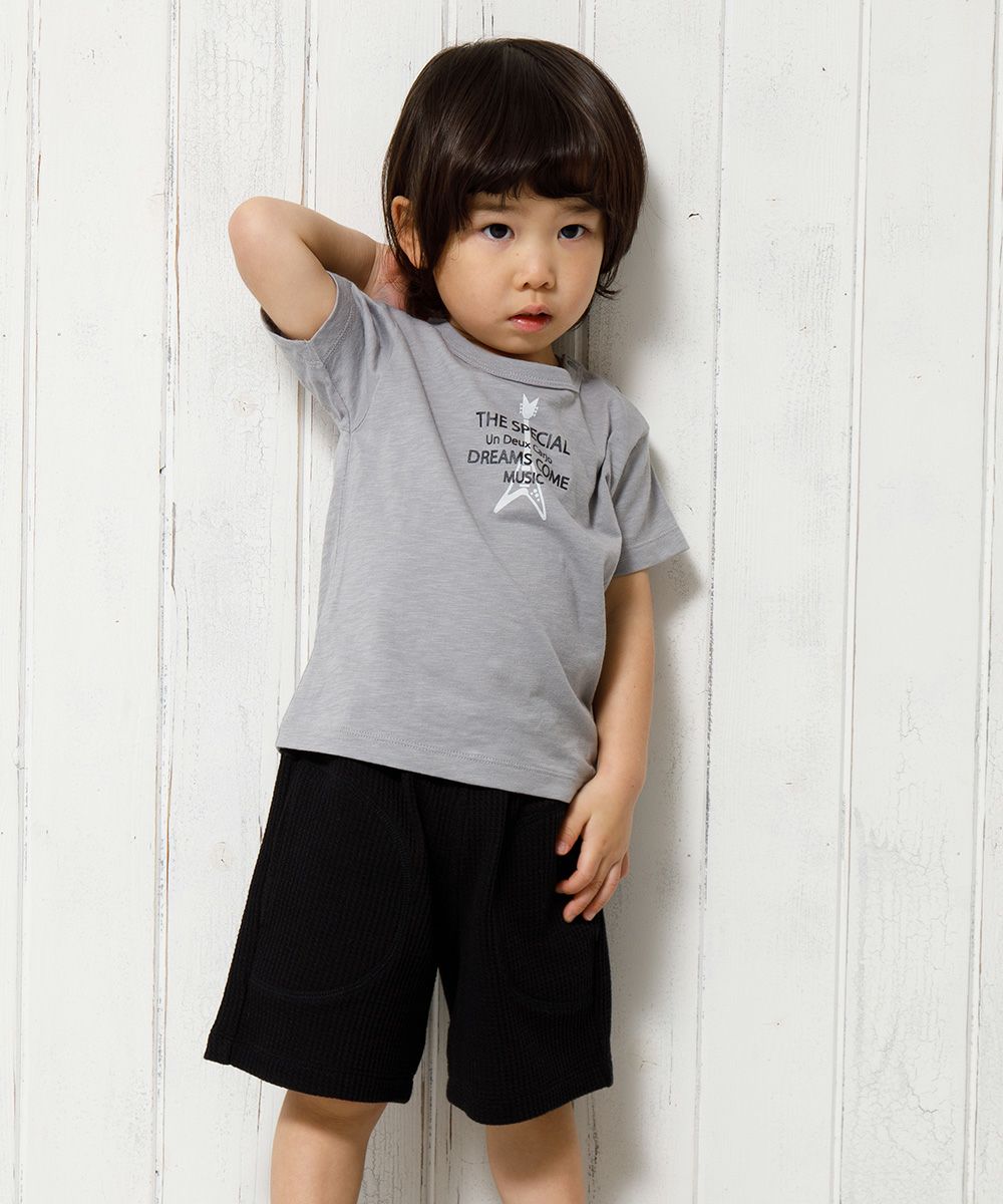 Baby Clothes Boy Baby Baby Size 100 % Cotton Guitar Print Musical Instrument Series T -shirt Gray (09) Model Image 4