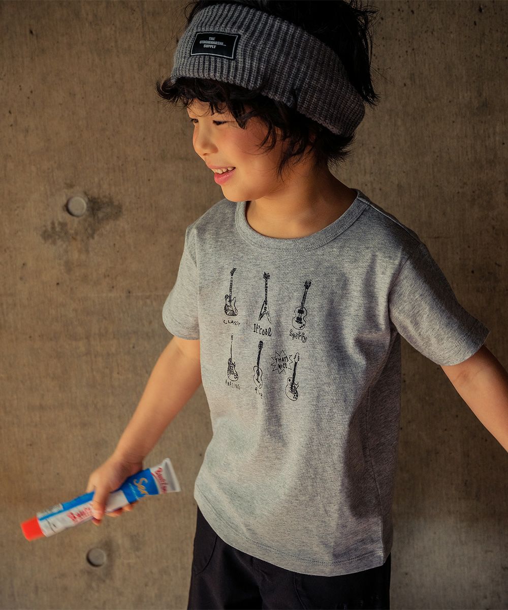 Children's clothing boy 100 % cotton guitar print musical instrument series T -shirt
