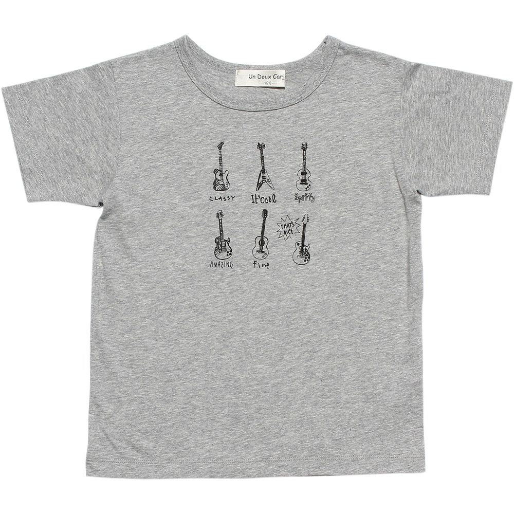 Children's clothing boy 100 % cotton guitar print musical instrument series T -shirt heather (92) front