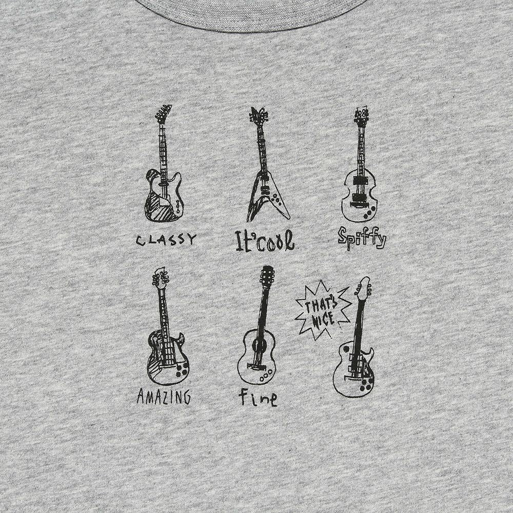 Children's clothing Boys Cotton 100 % Guitar Print Musical Instrument Series T -shirt Heather Glay (92) Design Point 1