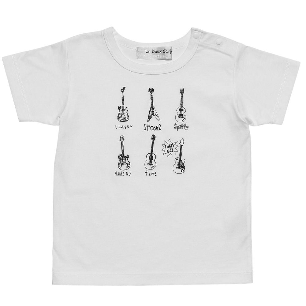 Baby Clothes Boy Baby Baby Size 100 % Cotton Guitar Print Musical Instrument Series T -shirt Off White (11) Front