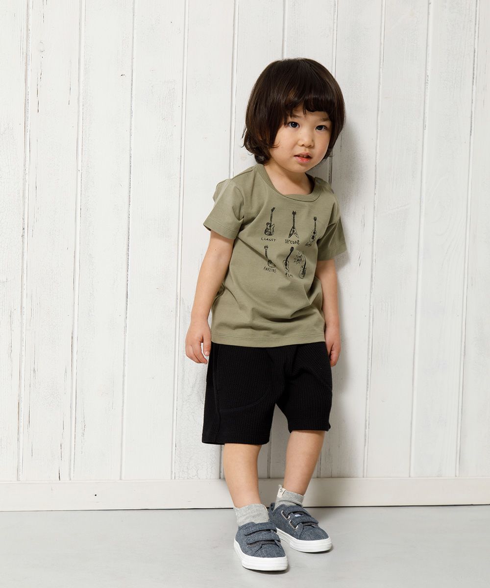 Baby Clothes Boy Baby Baby Size 100 % Cotton Guitar Print Musical Instrument Series T -shirt Khaki (82) Model Image 4