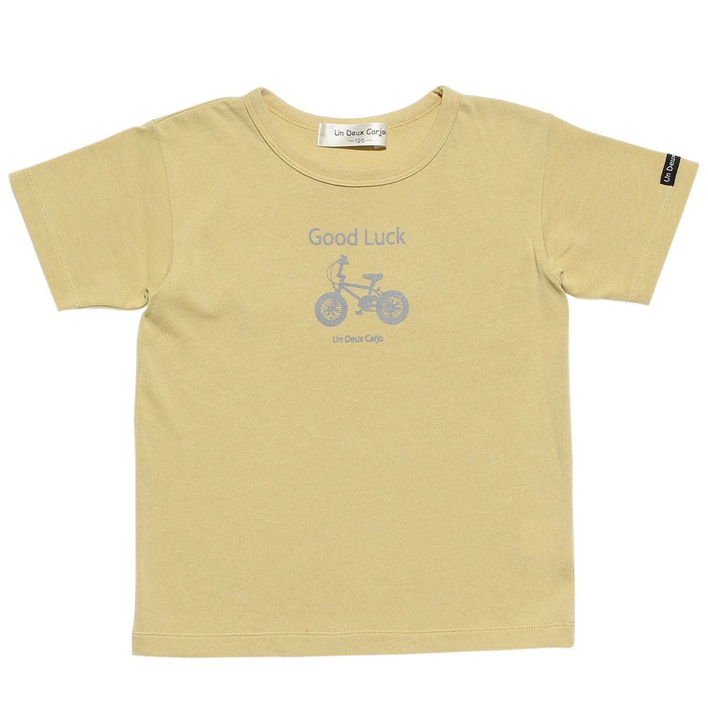 100 % cotton vehicle series bicycle print T -shirt Yellow front