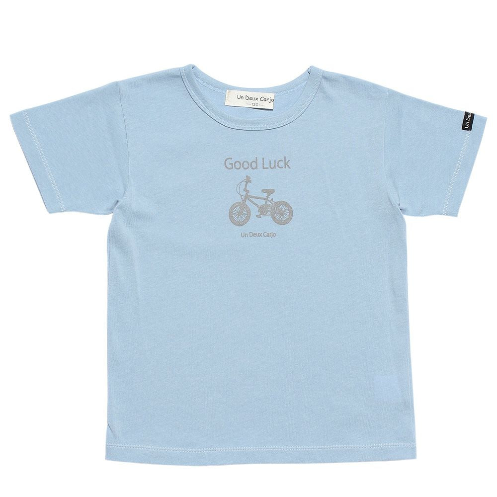 100 % cotton vehicle series bicycle print T -shirt Blue front