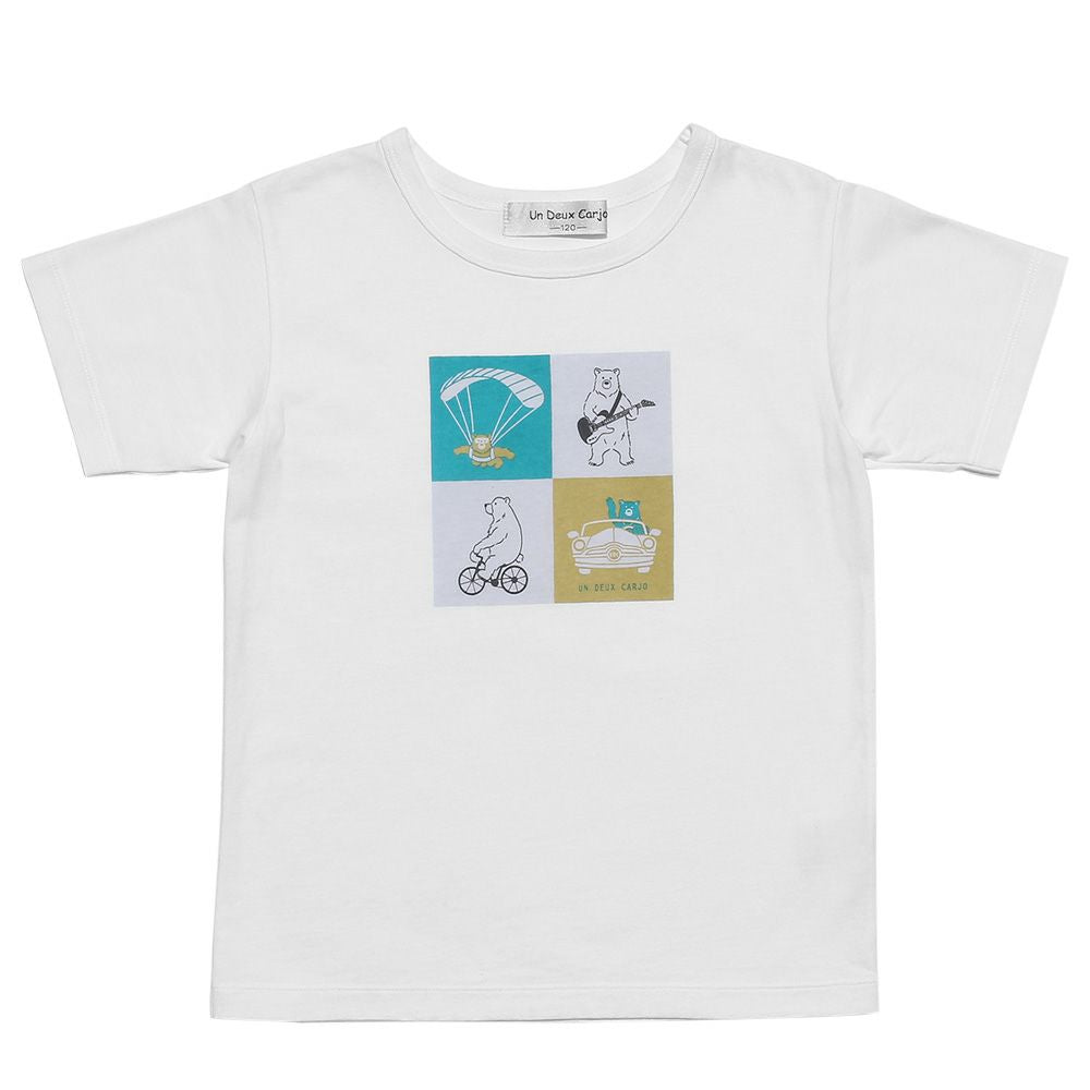 100% cotton Animal Series Bear print  T -shirt Off White front
