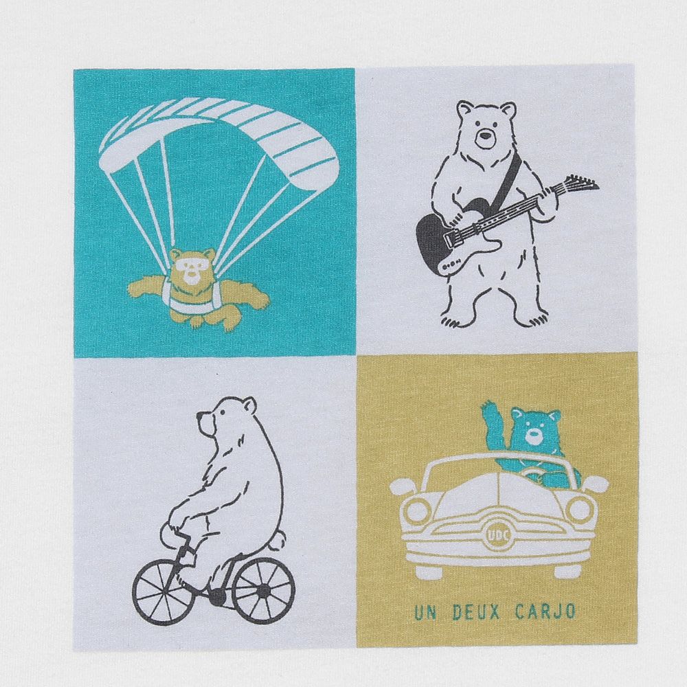 100% cotton Animal Series Bear print  T -shirt Off White Design point 1