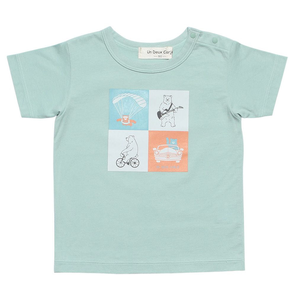 Baby size 100% cotton Animal Series Bear print  T-shirt Green front