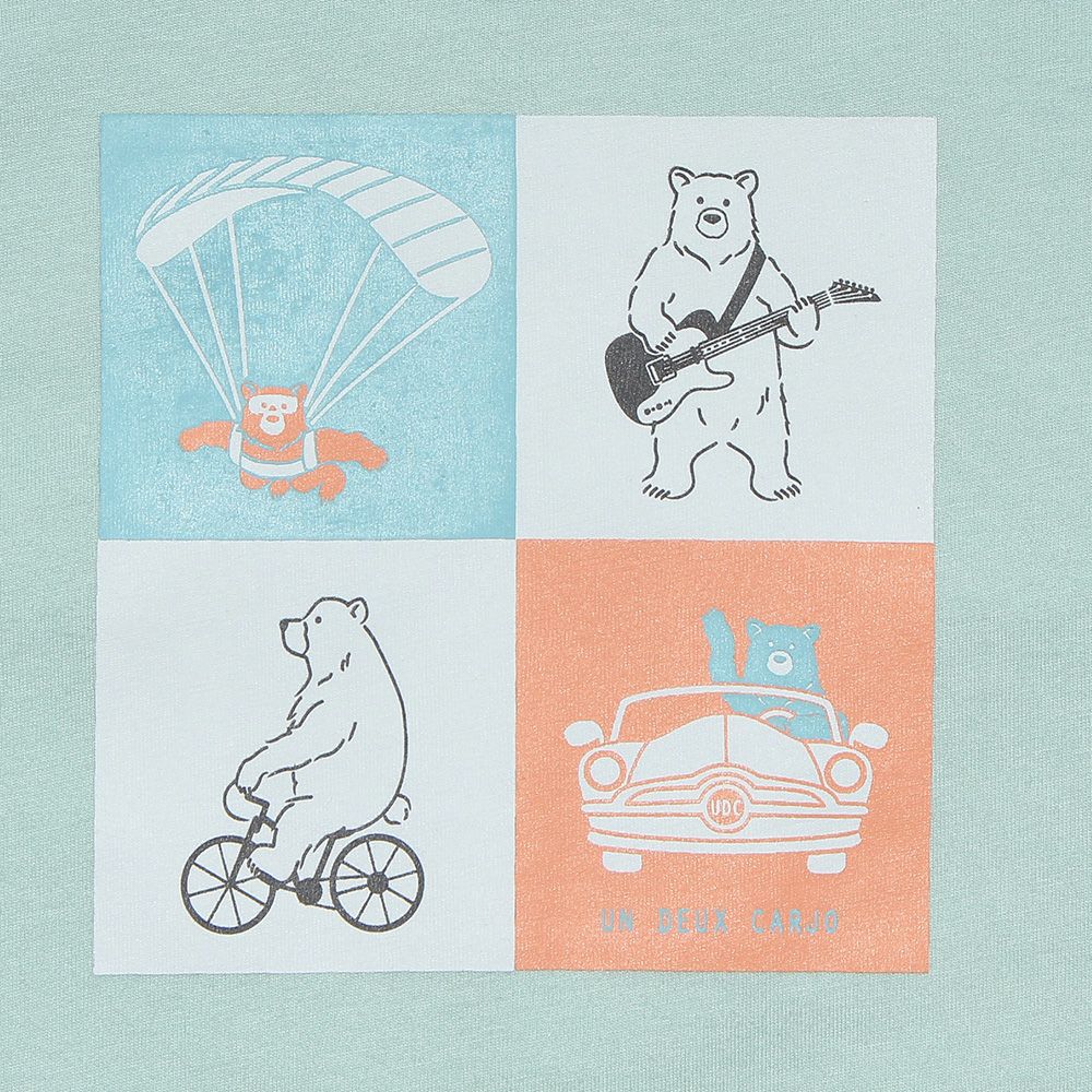 Baby size 100% cotton Animal Series Bear print  T-shirt Green Design point 1