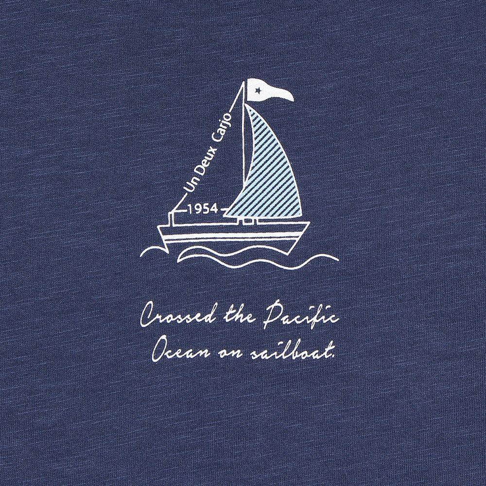100 % cotton yacht print marine T -shirt Navy Design point 1