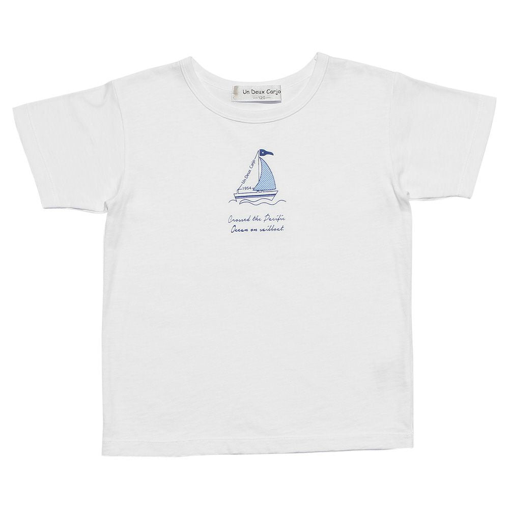 100 % cotton yacht print marine T -shirt Off White front