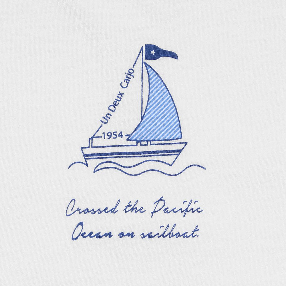 100 % cotton yacht print marine T -shirt Off White Design point 1