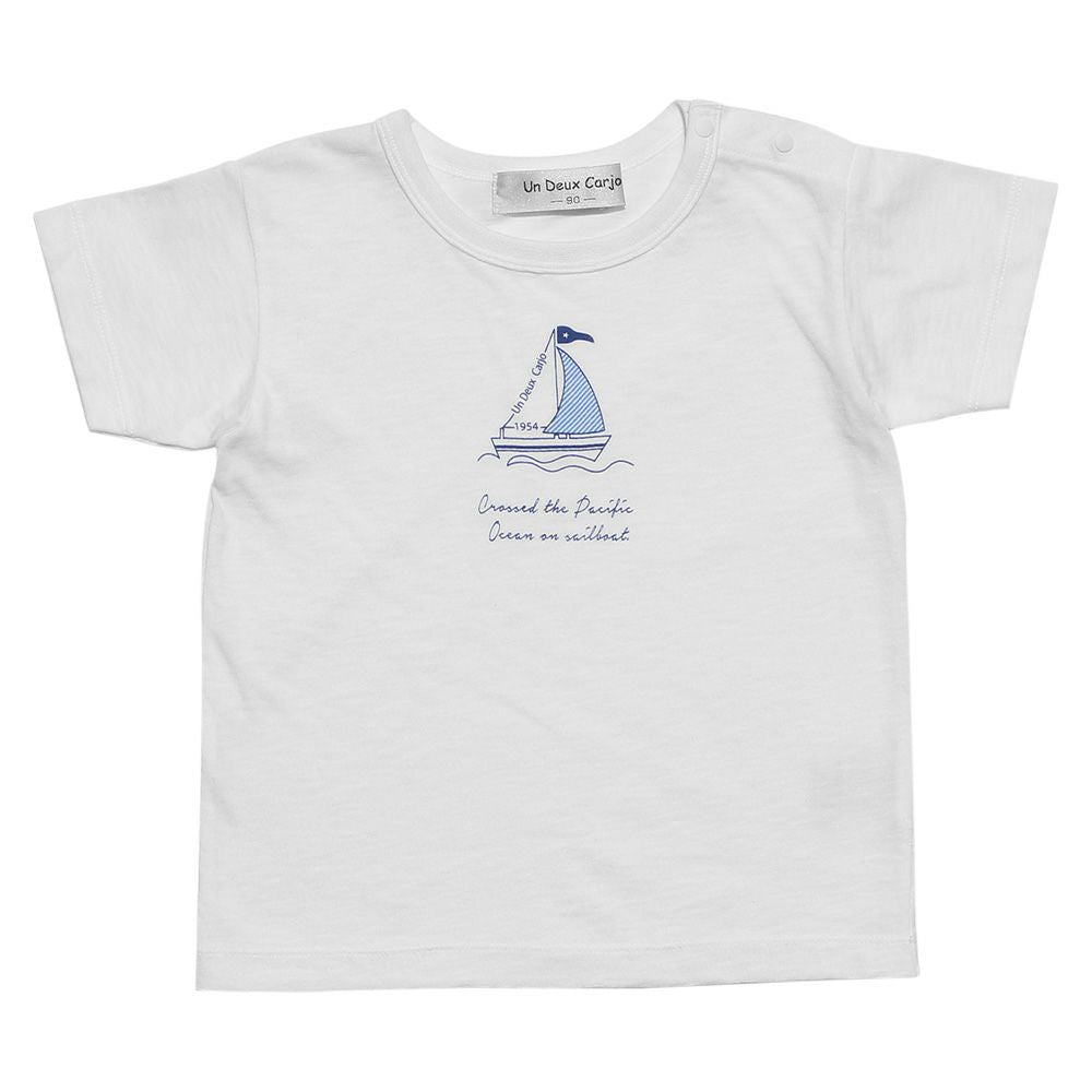 Baby size 100 % cotton Yacht Marp Rint T -shirt Off White front