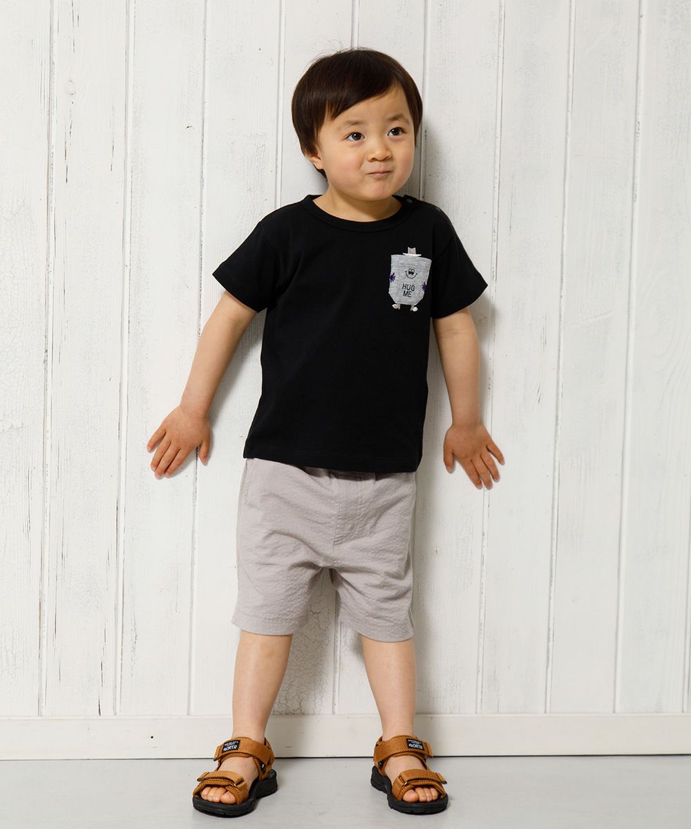Baby size 100 % cotton T -shirt with pocket motif Black model image 2