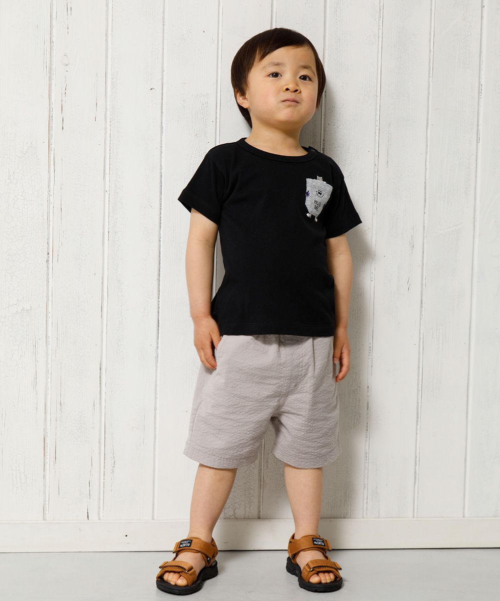 Baby size 100 % cotton T -shirt with pocket motif Black model image 4